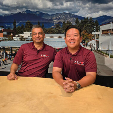Steve Rhee with a Gentleman from the Arcadia Educational Foundation