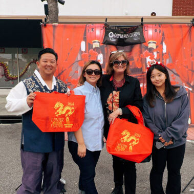 Steve Rhee with Donna Choi and residents.