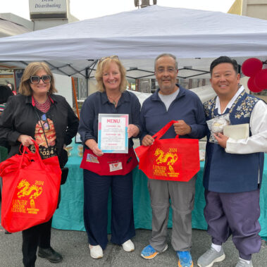 Steve Rhee with MJ Finstrom, Donna Choi, and Goki Cafe.