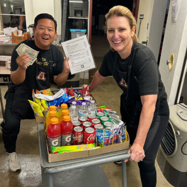 Steve Rhee with April Verlato volunteering at Arcadia High School sports game.
