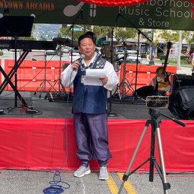 Steve Rhee talking at the Lunar Festival.