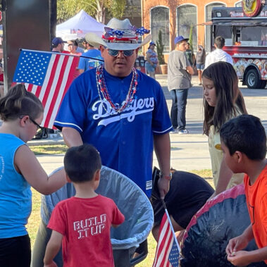 Steve at a water park playing with the kids.