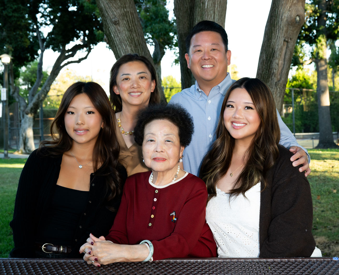 Rhee-Family Steve Rhee's family, wife, two daughters, and his mom.