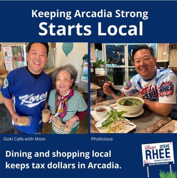 I am a strong supporter of local Arcadia businesses. Dining and shopping local keeps tax…